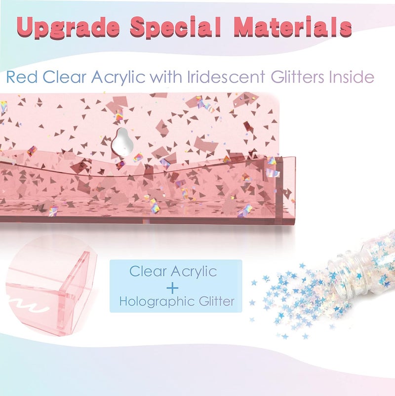 YMVV 15" Acrylic Nail Polish Organizer - Wall Mounted Shelf with Iridescent Glitters Sequin Inside - Great Display for Salons & Retailers (6 Pack) - Image 3